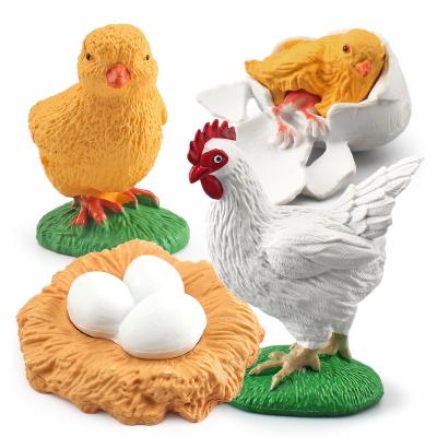 China Realistic 4 PCS Chicken Farm Animal Life Cycle Growth Model Cake Toppers Learning Development Toys for Boys Girls Kids for sale