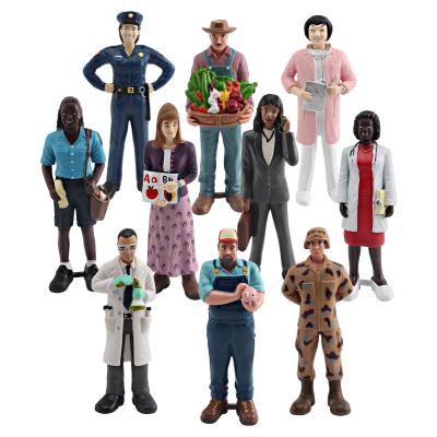 China People at Work Model Toy 10 PCS Pretend Professionals Figurines Career Figures Individually Hand-Painted People Toy for sale