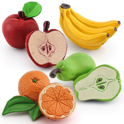 China Mini-Pflanzenfiguren-Spielzeug 4 PCS Realistische Apfelbirne Orange Banane Modell Spielzeug Kollektion zu verkaufen