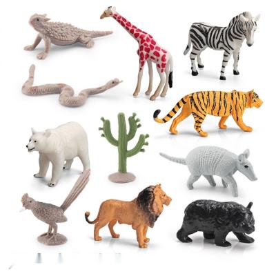 China Wildlife Animal Model Toys 11 PCS Mini Tiger Zebra Lion Giraffe Black Bear Figurine Family Party Favors for sale