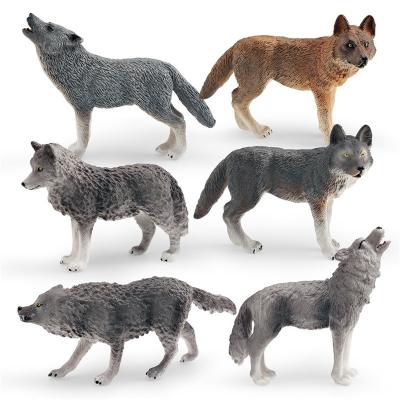 China Wildlife Animal Model Toys 6 PCS Wolf  Figurine Family Party Favors for sale