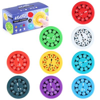 China Math Fidget Spinner 9 PCS Numbers Addition & Subtraction Fidget Spinner Kindergarten for sale