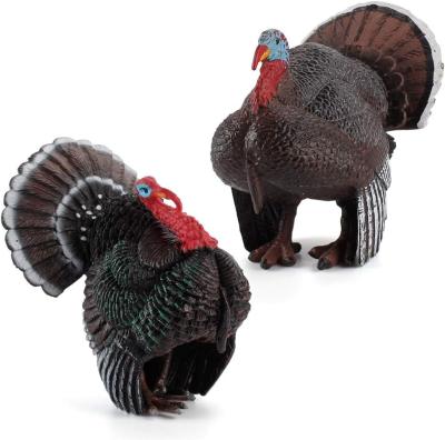 China 2 Pcs Turkey Animal Figure Model Figurines Desktop Decoration Party Supplies Cake Toppers for sale