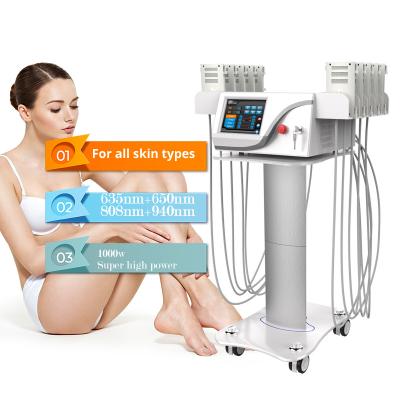 China Blood vessel removal U-curve strawberry lipo cavitation machine laser slimming 4d machine 635+650nm/808+950nm with 8 big pads +4 small pads for sale