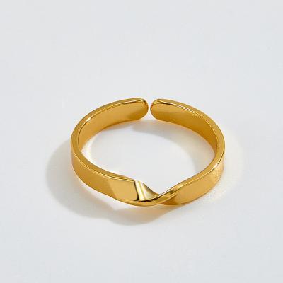 China CLASSIC Vintage Geometric Knot Ring Cool Wind Twist Ring Minimalist Geometric Irregular Opening 18K Gold Plating for sale