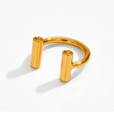 China CLASSIC Irregular Simple Style Crafting Adjustable Ring Brass Plated 18kt Jewelry for sale