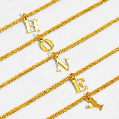 China CLASSIC Female English Letter 26 Pendant Clavicle Chain Keel Fashion Wearing Necklace Layered 18K Gold Women for sale