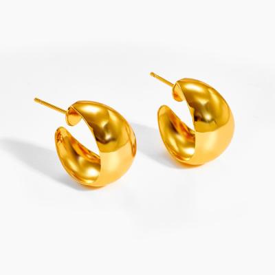 China Trendy simple cool wind earrings women's retro round c-shaped irregular geometric simple plated 18K gold for sale