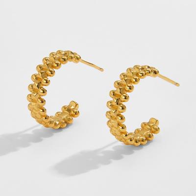 China FASHIONABLE Rivet High-end Shape C-shaped Ear Studs Concave and Convex Metal Cold Wind CHIC Female 18K Retro Earrings for sale