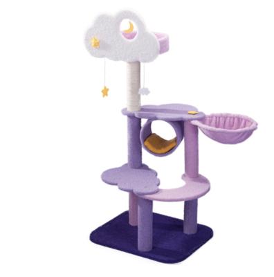 China Cats Tower Cats Frame New Design Cute And Sturdy Wooden Climbing Cat Tree House for sale