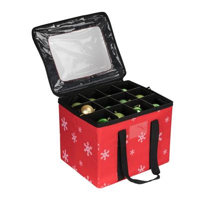 China Premium Christmas Folding Ornaments Storage Boxes With Dividers And Top Windows for sale