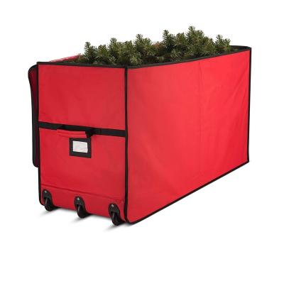 China Folding Heavy Duty Oxford Cloth Christmas Tree Storage Box With Wheels for sale