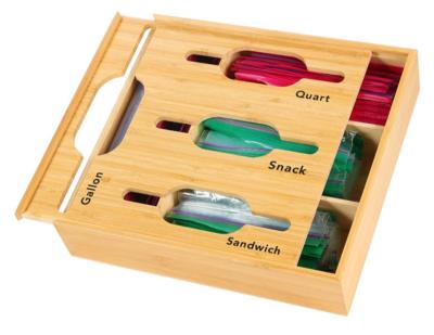 China Sustainable Bamboo Ziplock Bag Storage Organizer With Zipper Lid for sale