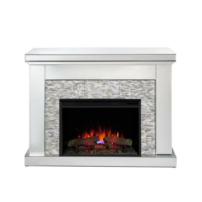 China Modern Mirrored Electric Fireplace Mantel Living Room Heater Firebox With Remote Control for sale