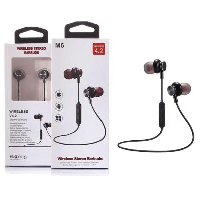 China In-ear factory price metal M6 wireless earphone sport in ear headphone earphone for sport for sale