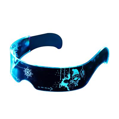 China New Party Colorful High Quality Fashion Beautiful Fashion Holiday Celebrity Futuristic Luminous Christmas LED Light Up Glasses for sale