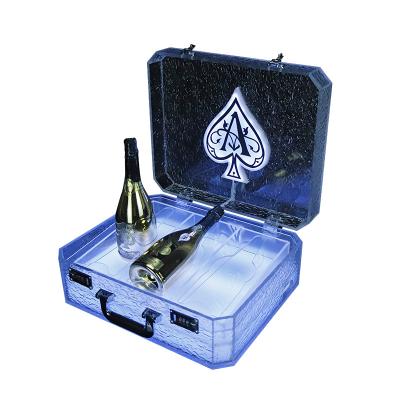 China Factory Price Collection Suitcase High-Grade Rock LED Champagne Wine VIP Glass Viable Carry Case Box Carry Case for sale