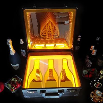 China Best Viable Black Box LED VIP Champagne Bottle Display Case Wine Bottle Display Case LED Price Carrier Glorifier for sale