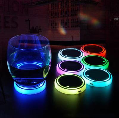 China Factory Price LED Viable Custom Car Cup Coaster Acrylic Drinks Bottle Cup Holder Usb Charging Luminous Coaster for sale