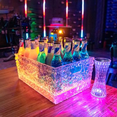 China Viable Ice Bucket Large Capacity Customezed Logo Bar Led Wine Beer LED Ice Bucket Plastic Acrylic Wine Barrel for sale