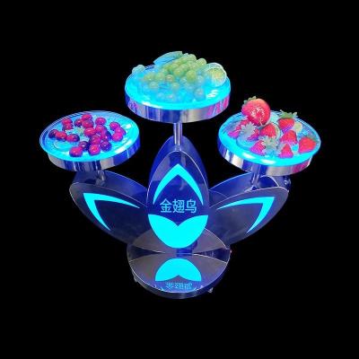 China Eco-friendly Stainless Steel LED Clover Hot Fruit Vegetable Serving Tray Restaurant Hotel Party Bar Lounge Nightclub Glowing Fruit Dish for sale