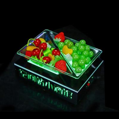 China LED Fruit Vegetable Serving Tray For Restaurant Hotel Wedding Party Bar Lounge Nightclub LED Disposable Luminous Acrylic Fruit Dish for sale