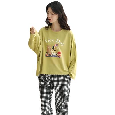 China Shunvfang QUICK DRY 2022 Summer Lovely Round Neck Day Printed Women's Casual Set of Cartoon Pajamas Autumn Sleepwear Women's Pajamas for sale