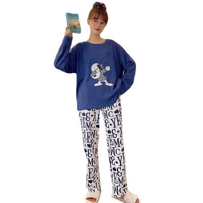 China Shunvfang Cartoon Print Lady QUICK DRY Pajamas China Supplier Long Sleeve Cotton Sleepwear Home Wear For Women for sale