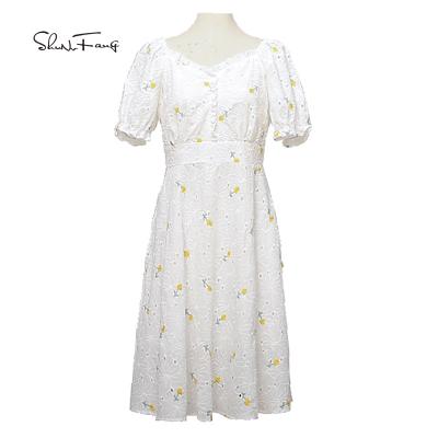 China 2021 100% Polyester Fiber Solid Color Dress Summer Candy Anti-static Short Sleeve Women's Casual Dress Wholesales for sale