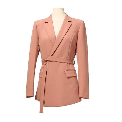 China Anti-wrinkle Shunvfang made in china 2021 autumn new women's slim blazer v belt deep blazer show for sale