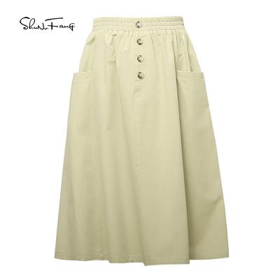 China Breathable Elegant High Waist Spring Elegant High Waist Spring Casual Office Ladies Cotton Wrap Skirt Ladies Cotton Belt Summer Skirt for sale