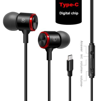 China Cheap Low Type C Digital Decoding Gaming Bass Sound Black Earbuds Wired Headsets Earbuds Headphones for sale