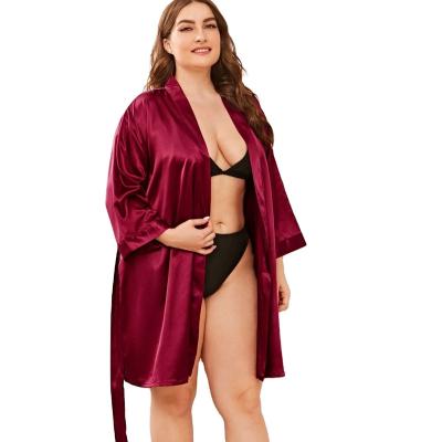 China Breathable Robe 2021Satin V-Neck Lace Up Ladies Waistline Sleepwear Women Casual Nightdresear SleepwearSets for sale