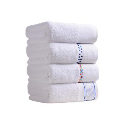 China Viable Plus Size 180*85 Customized Embroidery Logo White Blank Bamboo Hotel Shower Towel For All Age for sale