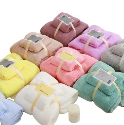 China Sustainable High Quality Coral Velvet Towel Set Lounge Absorbent Quick Dry Bath Towel Accept Custom Logo for sale