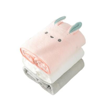 China Viable Kids Cute Soft Rabbit Coral Velvet Towel Bath Towel Two Piece Set Accept Custom Logo for sale