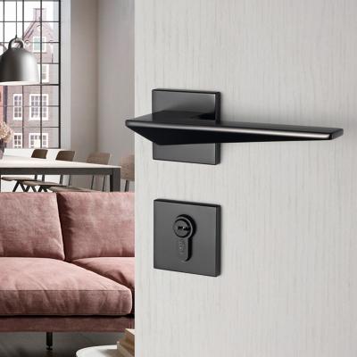 China Interior door zinc alloy material [door handles] door lock bedroom style minimalist geometric zinc alloy mute lock square for the family for sale