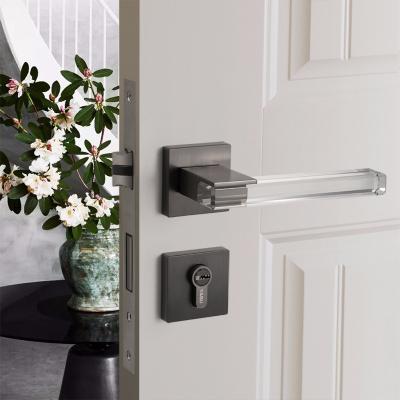 China +Acrylic Zinc Alloy Acrylic Door Lock [Door Handles] Crystal Mute Room Door Lock for sale