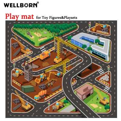 China Educational Toy Construction Site Truck Toys Mat Road Traffic Cities Waterproof Play Mat Children Educational Play Mat for sale