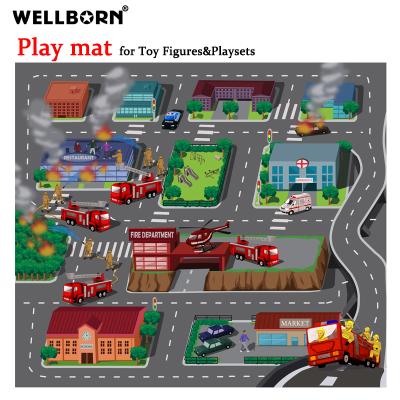 China Toy Fire Rescue Fighter Trucks Educational Toys Play Mat For School Educational Use Mat Dinosaur Folding City Traffic for sale