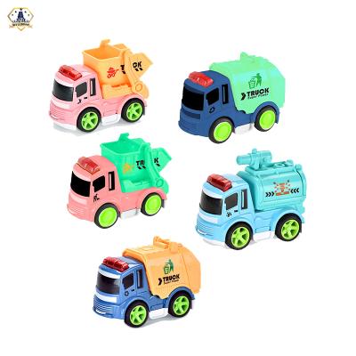 China Toy Good Selling Kids Alloy Diecast Frction Die-Cast Garbage Truck Diecast Model Toy With 5 Style for sale