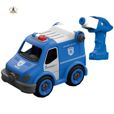 China 21PCS Eco-Friendly Blocks Recycled Plastic Assembly Disassembly Toy Car DIY Ambulance Toys With Blue for sale