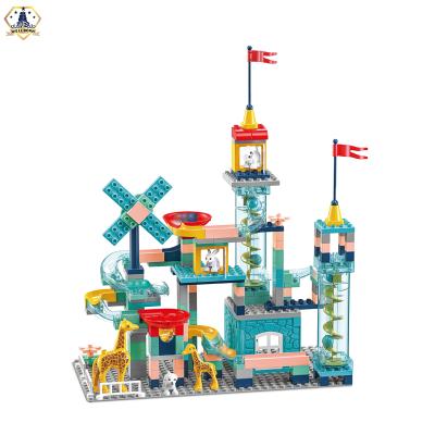 China Building Block Toy Set For Children Electric Racing Car Slide Assemble Toy 216 PCS Building Block for sale