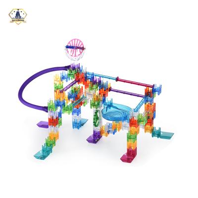 China DIY Pretend Play Kid Supporting Educational Plastic Maze Building Toy Plastic Crystal Brick With Roll Ball Game for sale