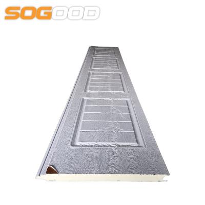 China 40mm Thickness Contemporary Wood Grain PU Sandwich Panel Garage Door Sandwich Panel for sale