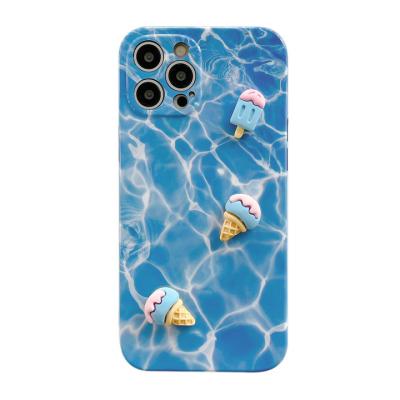 China Cute Water Ripple IMD Ice Cream Shockproof Phone Case For iPhone 13promax 11 TPU Marble Soft Shockproof Phone Case for sale