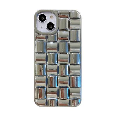 China Fashion Shockproof Phone Case For iphone 13 Pro Max Phone Case Silver With 3d Woven Design Plated For iphone Case for sale