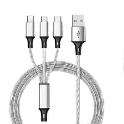 China MP3/MP4 player usb nylon cable 3 in 1 cables for iphone and all small phones for sale