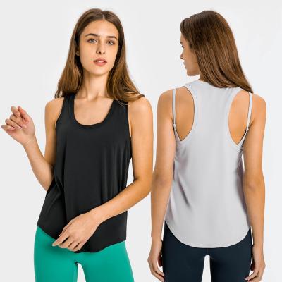 China QUICK DRY Naked Feel Around The Sport Quick Dry Womens Yoga Workout Neck Camisole Racerback Fitness Breathable Tank Tops for sale