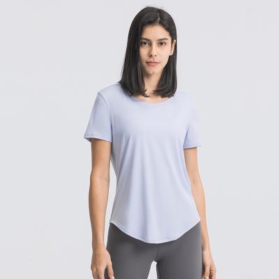 China Women's QUICK DRY Loose Comfortable Lightweight Yoga Tops Short Sleeve Workout Active Wear Shirt Tops for sale